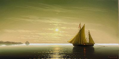 Кириллов С. "Море спокойствия" МР23 Холст, масло. Размер 25х50 см. Подпись автора в правом 