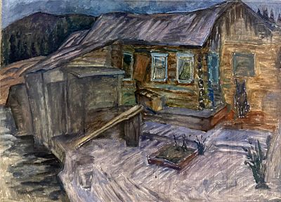 Андронов Н.И. &laquo;Северная деревня&raquo; 1989 год. ГЛ25 Холст, масло. Размер 57х79 см. Андронов Николай 