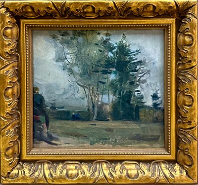 Дятлов Б.Г. "Абрамцево" 1950 год. БГ23 Картон, масло. Размер 23,5х25 см. Дятлов Борис 