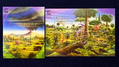 Центральная Африканская Республика.
2001. Серия: Доисторические животные. Квартблок и блок. 