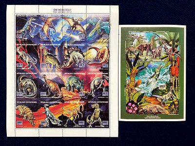 Центральная Африканская Республика.
1983. Серия: Доисторические животные. Квартблок и блок. 