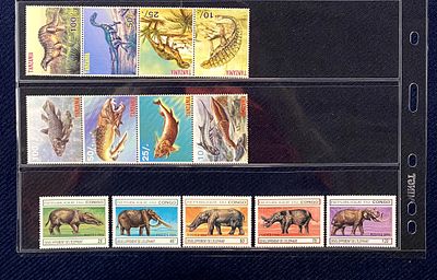 Танзания. Конго. 1989 и 1994 годы. 
Серия: Доисторические животные. 8 марок в 2-х сцепках. 