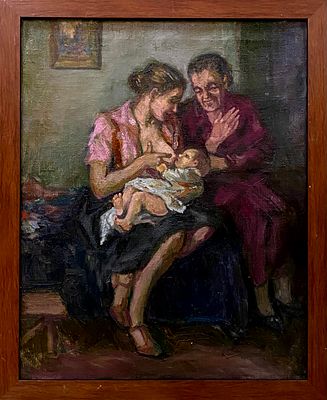 Дризе И.Д. Эскиз к картине "Материнство" 1950-е годы. РР23 Холст, масло. Размер 50х40 см. Дризе 
