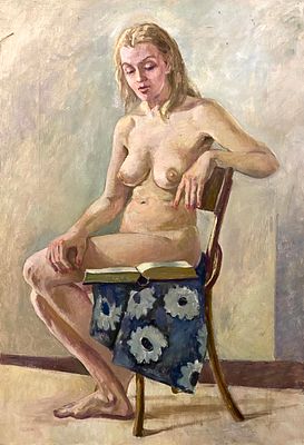 Куранская О.С. "Натурщица" 1970-е годы. РР23 Холст, масло. Размер 64,5х44,5 см. Куранская Ольга 