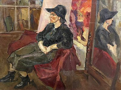 Осьмеркин А.А. (?) "Натурщица в шляпке" 1930-е годы. БГ23 Холст, масло. Размер 75х100 см. Алекса 