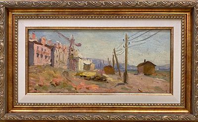 Тихонов Н.С. "Черемушки" АЛ23 Картон, масло. Размер 12х25 см. Тихонов Николай Степанович (1914 