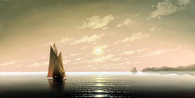 Кириллов С. "Спокойное море" МР23 Холст, масло. Размер 25х50 см.