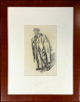 Рудаков К.И. "Ленин В.И." 1940-е годы. ГМ25 Бумага, угольный карандаш. Размер 30х19 см. 
. Рудако 