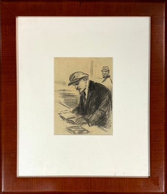 Рудаков К.И. "Ленин за книгой" 1940-е годы. ГМ25 Бумага, угольный карандаш. Размер 20,5х14,5 см.
. 