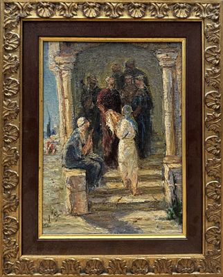 Смирнов М.А. "Сретение" 2009 год. Холст, масло. Размер 30х22 см. Подпись автора на обороте. Смир 