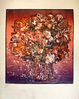 Комзолов Е.А. "Розы" 1995 год. ГЗ23 Бумага, масло. Размер 55х50 см.