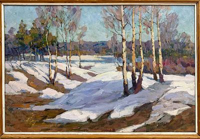 Егоров А.В. "К весне" БВ25 Картон, масло. Размер 77х50 см. Егоров Александр Васильевич (1950 