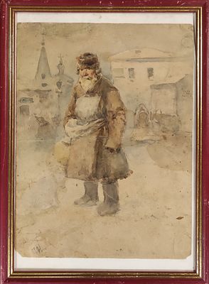 Нерадовский П.И. "Кучер" 1908 год. ТР23 Бумага, акварель. Размер 26х20 см. "Нерадовский Петр 