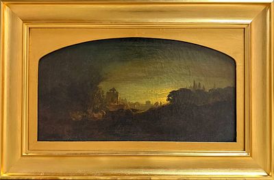 Джон Кром (Кроун) "Пейзаж" 1800 год. Холст, масло. Размер 32х56 см. Подпись автора в левом 