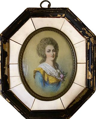 Н.Х. "Портрет" XIX век. МР23 Европа. Миниатюра на кости. Размер 9х7 см.