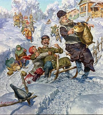 Чумаков-Орлеанский Владимир Викторович "РУССКИЕ ГОРКИ" Холст, акрил. Размер 60х55 см. Родился в 