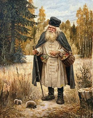 Шишкин А.А. "Ежики" 2024 год. МР23 Холст, масло. Размер 70х55 см. Андрей Алексеевич Шишкин 