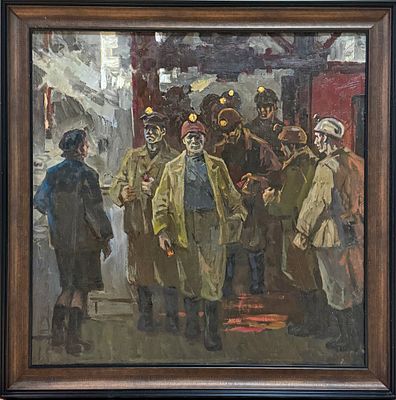 Васильев А.И. "Шахтеры. Смена" 1968 год. МР23 Холст, масло. Размер 60,6х60,5 см. Анатолий Ильич 