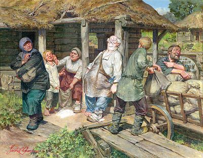 Чумаков-Орлеанский, Владимир Викторович "НА МЕЛЬНИЦЕ" Холст, акрил. Размер 50х65 см. Родился в 