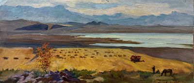 Алисов Н.В. 1970-е годы. ГЗ23 Картон, масло. Размер 26,5х61,5 см. Алисов Николай Васильевич 