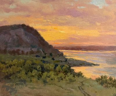 Гололобов Е.В. "Закат в Ширяево" 2022 год МР23 Картон, масло. Размер 25х30 см. Гололобов 