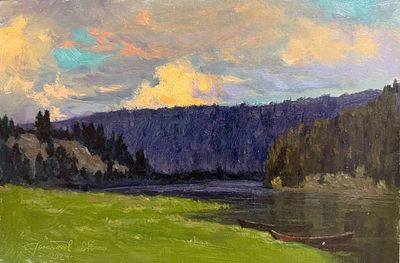 Гололобов Е.В. "Вечер в Кыну" 2024 год МР23 Картон, масло. Размер 20х30 см. Гололобов Евгений 