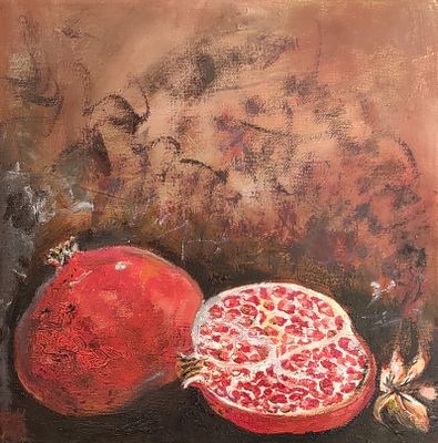 Горшкова Т.В. «Гранат» 2025 год. Холст, масло. Размер 25х25 см.