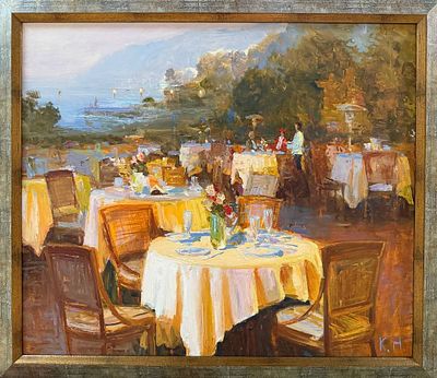 Комаров Н.П. "Вечернее кафе" 2019 год. Холст, масло. Размер 55х65 см. Комаров Николай 