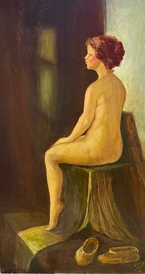 Цыплакова Т.Ю. «Обнаженная» 2025 год. Холст, масло. Размер 110х60 см. Татьяна Юрьена 