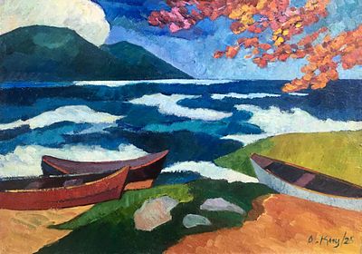 Киореску А.С. "Ветренный день" 2025 год. Холст, масло. Рахмер 50х70 см. Подпись автора в правом 