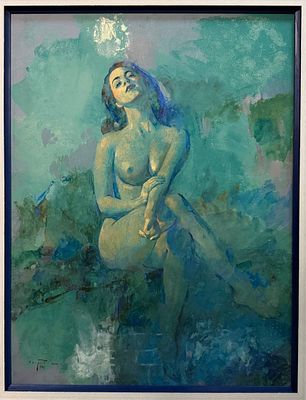 Свиридов С.А. "Девушка в зеленых тонах" 2021 год. Холст, масло. Размер 85х64 см. Свиридов 