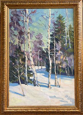 Антонов С.Г. "Зима" 1960-е годы. АЛ23 Картон, масло. Размер 74х59 см. Антонов Сергей Георгиевич 