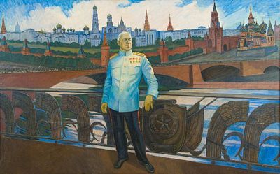 Куранская О.С. "Жуков Г.К." 1988 год. АЛ23 Холст, масло. Размер 128х198 см. . Куранская Ольга 