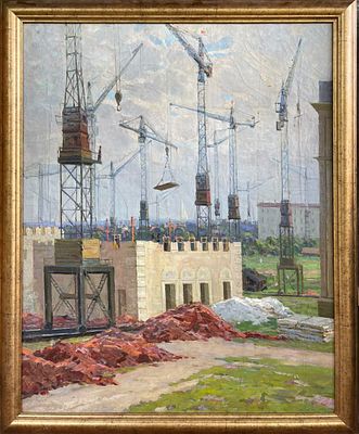 Семенов М.А. "Окраина Москвы одевается в гранит" АЛ23 Холст, масло. Размер 75х60 см. Михаил 