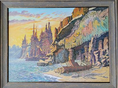 Иванов В.Б. "У храма Бога морей Ния" 2025 год. Холст, масло. Размер 45х60 см. Иванов Всеволод 