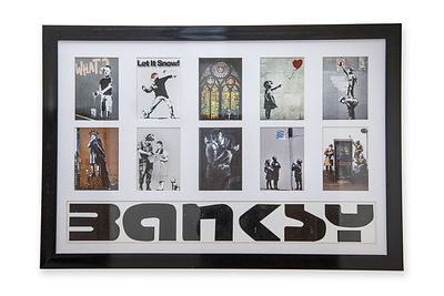 בנקסי. 10 גלויות ממוסגרות של האמן הנודע בנקסי BANKSY הגלויות הן של עבודותיו המפורסמות של אמן 