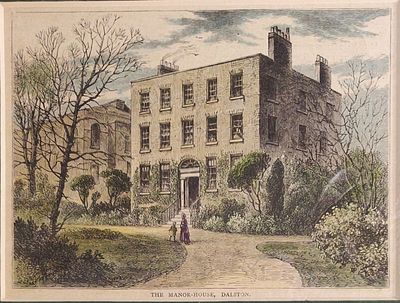 הדפס. "'THE MANOR HOUSE, DALSTONE" ברחוב תמזה בלונדון. מידות אימג': 15X11.5 ס"מ. ממוסגר במסגרת 