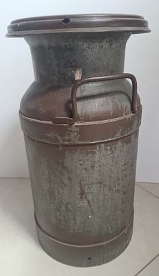 נדיר. כד או מיכל חלב ממתכת, אמריקאי. רב שנים. במצב מעולה. מיוחס לשליש הראשון של המאה ה-20. פריט 