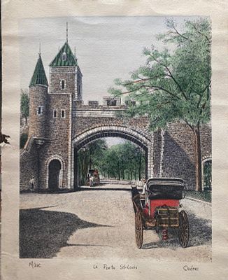 מייב, אמן קנדי. תחריט צבוע. פורט סט. לואיס בקוויבק. מידות: 51X41 ס"מ.