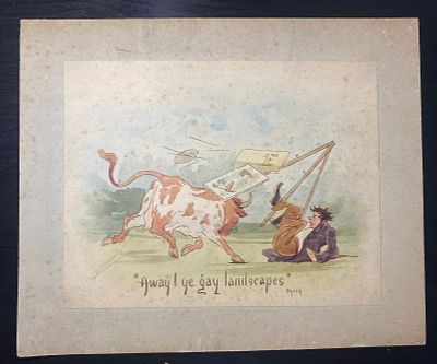 Hand painted watercolour: Cow/cattle by Martin Anderson “Cynicus“ 