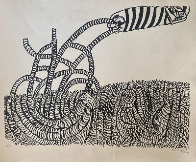 נפתלי בזם (1924-2018) ליטורפיה חתומה וממוספרת. E.A. "התרת הקשר". מידות: 60X51 ס"מ.