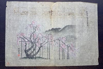 יפן. יאמאדה שוקיי (Yamada Shokei) ציור יפני עתיק, מתקופת שושלת מייג'י (1862-1912) ציור בדיו 