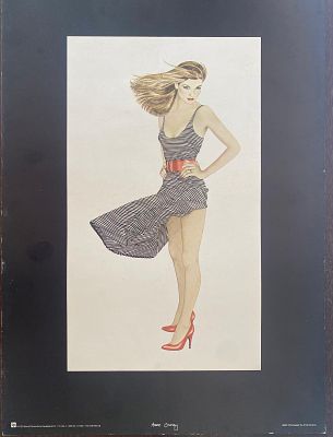 אן שרי Anne Cherry הדפס ישן. 1980. "משב רוח". מידות: 50X35 ס"מ.