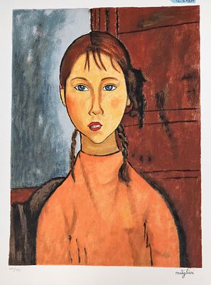 אמדיאו מודיליאני AMADEO MODIGLIANI. סריגרף (הדפס משי). שנעשה מציור מקורי של מודיליאני מ-1918. 