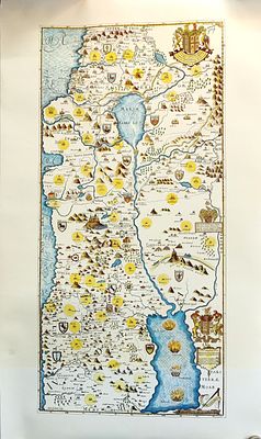 הדפס של מפה עתיקה של ארץ-ישראל. מקור בריטי. מידות: 50X87 ס"מ.