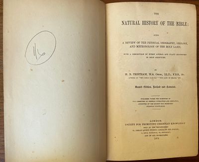 The Natural History of the Bible. מאת: H. B. Tristram. לונדון, 1868. ספר מקיף הסוקר את עולם החי 