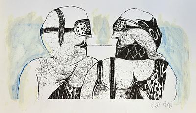 עודד פיינגרש (נ.1938) - דמויות, ליטוגרפיה גדולת ממדים חתומה בעפרון, 62x83 ס"מ. עודד פיינגרש 