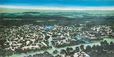 נוף פנורמי - תצלום גדול ממדים צבוע ביד. מידות התצלום 54x105 ס"מ, מידות המסגרת 79x129 ס"מ, חתום 