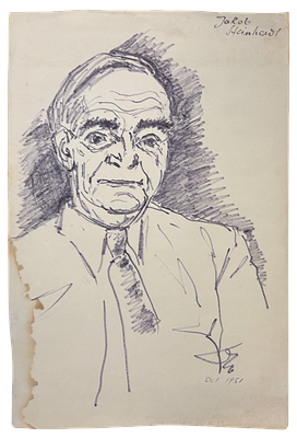 Benedikt Fred Dolbin (בנדיקט פרד דולבין - אוסטריה 1883-1971) - דיוקן יעקב שטיינהרדט, טוש על 