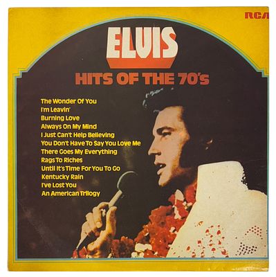 אלביס פרסלי - תקליט ויניל אלבום Elvis Hits of The 70's תוצרת ישראל משנת 1975, מצב טוב